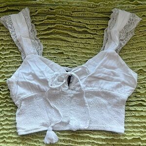 LACY MILKMAID SWEETHEART CROP TOP